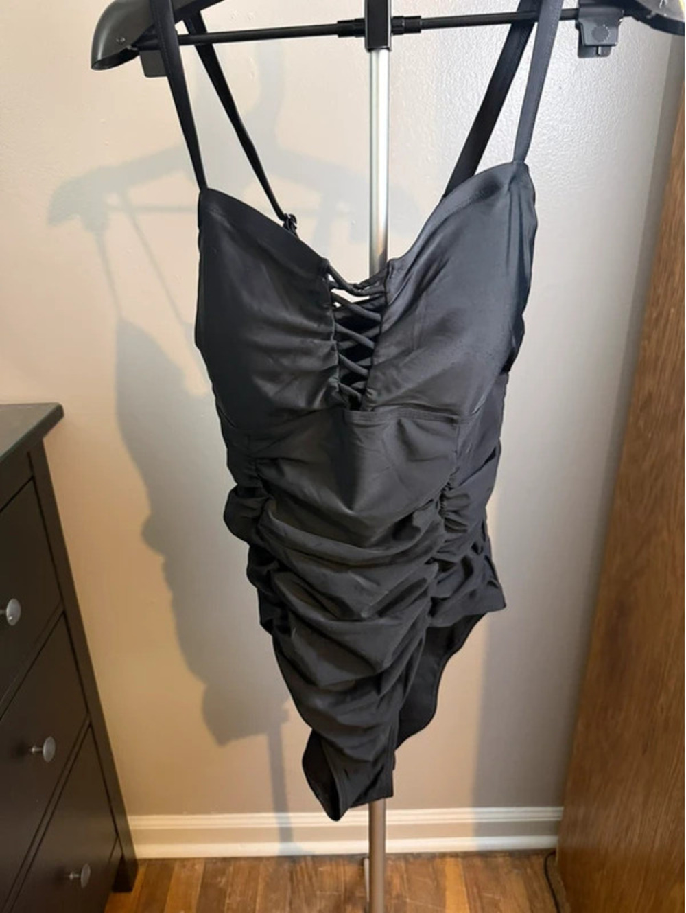 Torrid Black Ruched One Piece Swimsuit Size 2